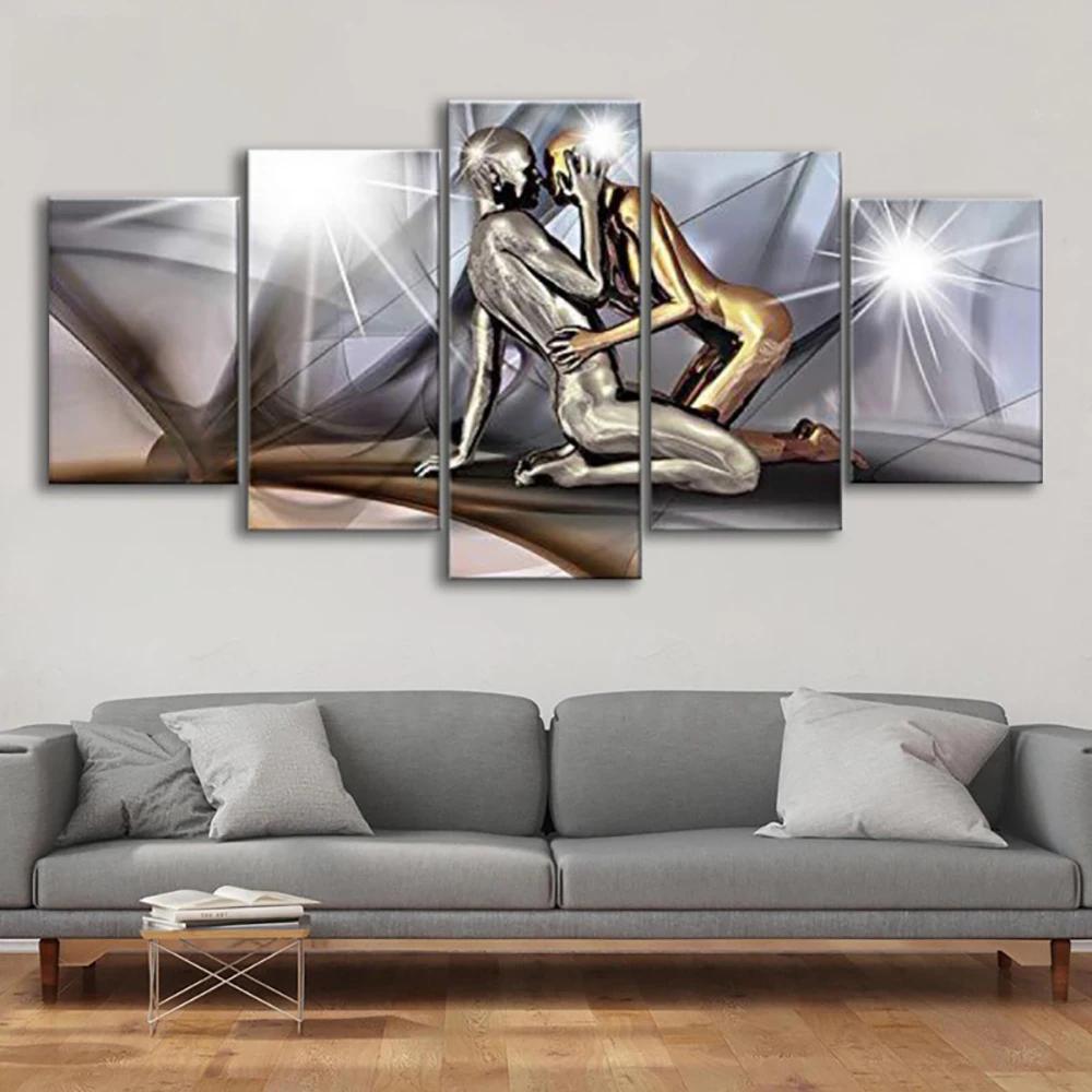 벽 예술 캔버스 페인팅 추상 유리 남자 포스터 홈 장식, 현대 거실 모듈식 사진 프레임, 5 개
